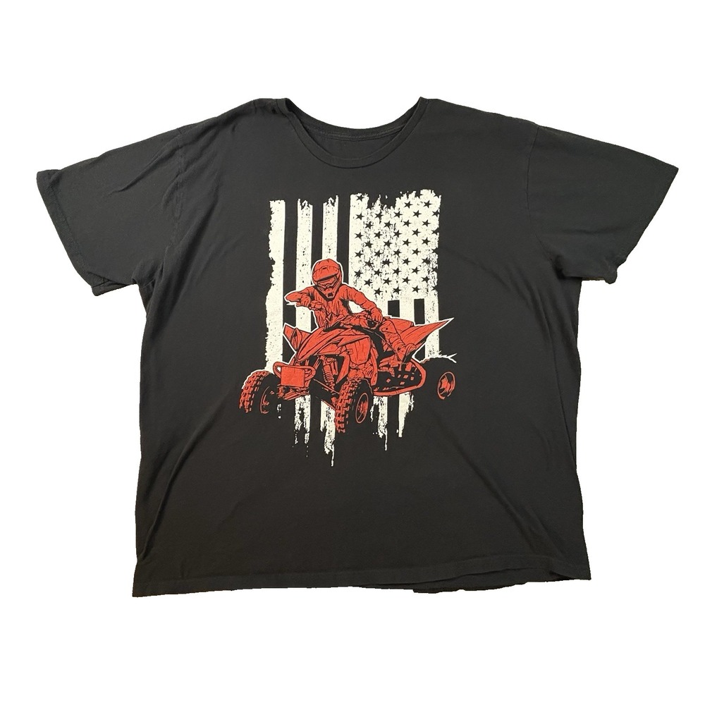 Unbranded Men's 3XL Black Graphic ATV Quad Rider T‎ Shirt American Flag Off Road